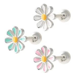 써지컬 스틸 플라워 컬러 꽃 피어싱 한쪽