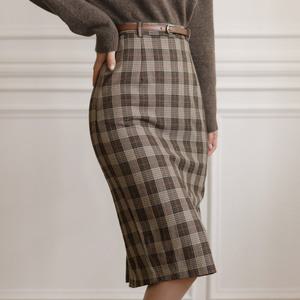[시크라인] (~XXL까지) 브리텐 체크 벨트 스커트 봄가을 H라인 슬림핏 타탄체크 오피스룩 데일리룩 데이트룩