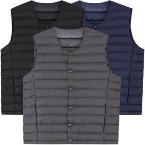 [디바옴므]덕다운 초경량 라운드 투웨이 패딩 조끼 버튼 오리털 골프 집업