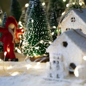 크리스마스 미니트리 지네전구 LED 건전지 코드 호환 프리미엄 100P 3in1  어댑터포함) 검정선 실버선 조명