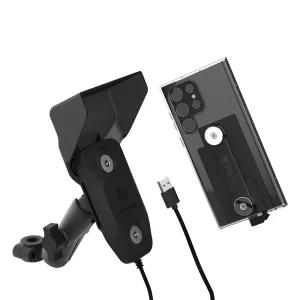 알리노 오토바이 자석 거치대 충전패드 딱판 포함 USB연결 5V 백미러형