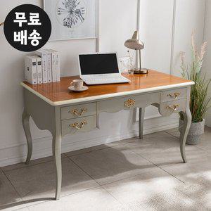 [벤티스가구]플레 엔틱 원목 서랍 책상 테이블 서재 데스크 일자형 넓은 전면 성인용(1300)