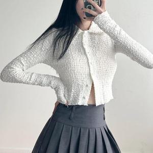 여자 카라 가을여친룩 슬림 숏가디건