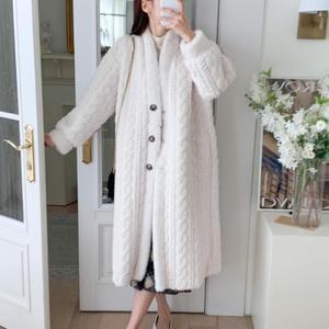 여자 피셔맨 꽈배기 퍼코트 빅사이즈 겨울점퍼 가디건