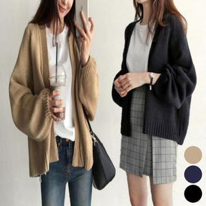 여자 노버튼 데일리 루즈핏 가디건 오픈형 니트