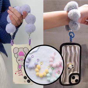 [기타]폼폼이 핸드폰 스트랩 스마트폰 휴대폰 핑거 손목 로프 키링 고리 줄 아이폰 비즈 악세사리