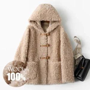 [무드무드] [양모100%] 시마 더플 양털 시어링 자켓