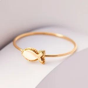 14K 18K 로이 물고기 미스 링 금 반지