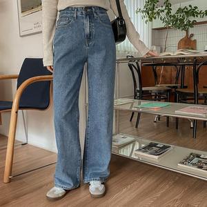 [시크릿라벨] [3단기장/난스판] 세미 와이드 데님팬츠