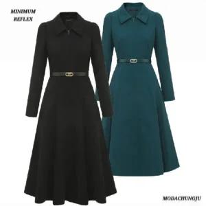 [미니멈]MD 카라넥 앞집업 플레어 원피스 MD MMYDGWO0820_CJ