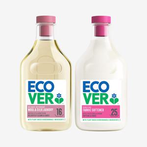 에코버 울세탁세제 수련꽃 허니듀 750ml +섬유유연제 사과꽃 아몬드 750ml