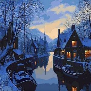 피포페인팅 Q1308 겨울밤풍경 DIY명화그리기