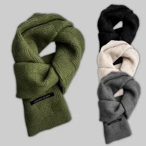 바둑무늬 뜨개 목도리 짧은 숏 머플러 남성 여성 커플 부드러운 목돌이 두꺼운 니트 스카프