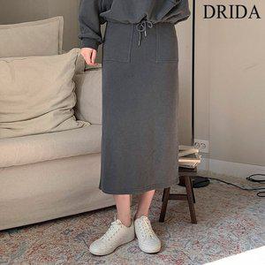 [신세계라이브쇼핑]여성 겨울 피그먼트 H라인 빅사이즈 기모 밴딩 롱 치마 스커트 엄마옷