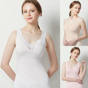 제임스딘 모달 레이스 여성민소매런닝 여자조끼런닝 85~100 JHWRR103