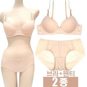 [제이투와이]볼륨브라 누디팬티 2종세트 왕뽕패드 몰드브라 티안나는 노라인 누디 편한 속옷세트_P32617...
