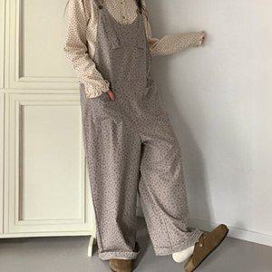 [신상오픈런]|KSP85DA|멜빵바지 키치룩 플라워 꽃무늬 플로럴 와이드팬츠