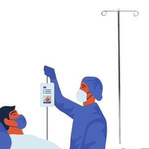 병원 침대에서 사용하는 링겔 고정 T 자형 수액걸이 (W9E61F4)