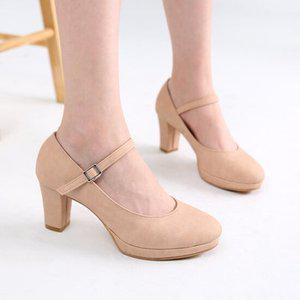 둥근 앞코 가보시 펌프스 메리제인 여성 구두 하이힐