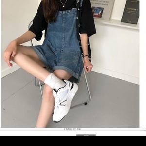 앞빅포켓 멜빵반바지 멜빵청바지 데님 롤업 청반바지