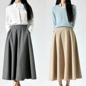 [끌레르바이브] #감성폭발# 울블렌딩 플레어 롱스커트 1종