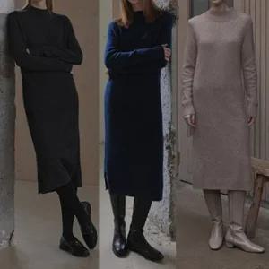 [끌레르바이브] #럭셔리 무드# 라쿤 울 블렌딩 니트 원피스 1종