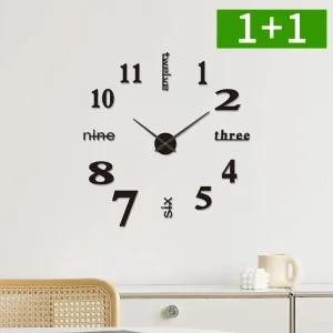 [1개+1개] DIY 인테리어 무소음 벽시계 부착식 벽걸이시계