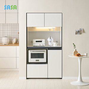 [SASA]사사가구 엠마 E0 1000 LED 홈카페형 광파렌지대 겸 주방수납장+상부장