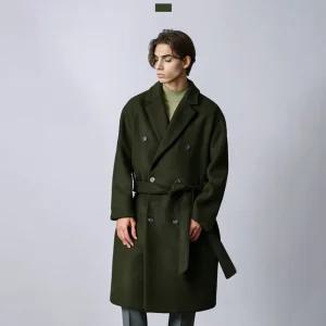 겨울 남자 프리미엄 울 로브 더블 코트 카키 KSM-CTW-SA0222011