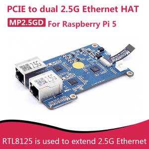 PCIE-듀얼 2.5G 이더넷 모자 라즈베리 파이 5 RTL8125 칩 OS 드라이브 프리 MP2.5GD