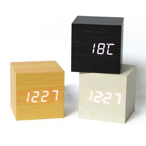 LED 우드 큐브 탁상 시계 날짜 알람 온도 전자시계 인테리어시계