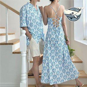 [기타]여름 바다 여행 연출 커플 원피스와 셔츠 세트 (WFH6FDD)