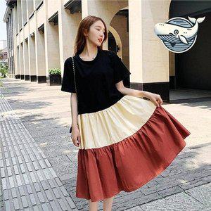 [기타]편안한 배색 반팔 롱 원피스 커플 시밀러룩 (WFH6WC0)