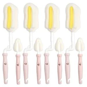 회전형 젖병솔 + 젖꼭지솔 브러쉬 세척솔 세트 인디핑크 x 4개