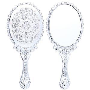 엔틱 1P 타원형 손거울 거울 패턴 손잡이 휴대용 대