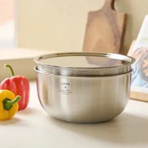 [리한]한국도자기리빙 리한 본 스텐 믹싱볼 채반 커버 3P 세트 24cm