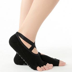 TK (4개) 리나 크로스 오픈토 요가양말 블랙 필라테스 피트니스 토삭스 발가락양말