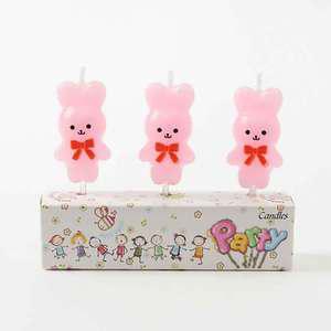 TK (10개) 해피니스 리본토끼 생일초 3개입 x 3세트 핑크
