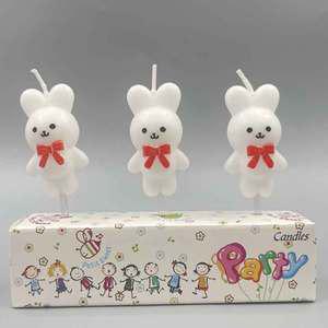 TK (10개) 해피니스 리본토끼 생일초 3개입 x 3세트 화이트