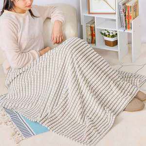 TK (4개) 모던체크 극세사 무릎담요 카키브라운