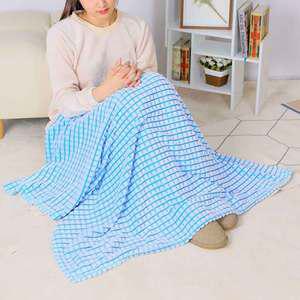 TK (4개) 모던체크 극세사 무릎담요 블루