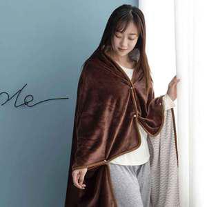 TK (2개) 똑딱이단추 이중 극세사 망토 담요 100x150cm 브라운