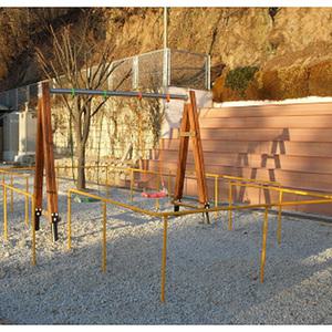 TK 우리 그네 목재 2인용 WR1144 규격 8000×4500×2100mm 코팅안장 안전인증제품 어린이놀이기구 야외기구