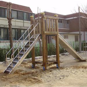 TK 오성 미끄럼틀 목재 OSP-451-1 4400×2200mm 1승1락 목재 ACQ 방부처리 스텐레스 학교 공원체육