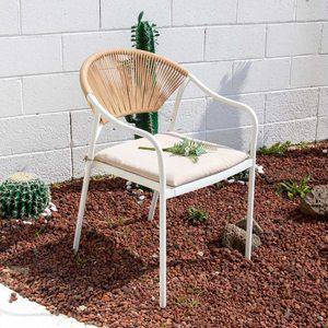 [체어팩토리]루안 체어 야외 라탄 철제 의자 쿠션 방석 휴양지 테라스 카페 의자