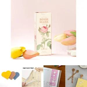 북 마크 팩 12 로즈/독서용 학생 선물용 팬시 페이퍼 학생용 휴대용 책갈피 마커 독서 다용도 팬시용 심플