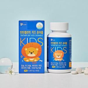 탄탄플란트 키즈 츄어블 칼슘 아연 비타민D 뼈성장영양제 성장기 어린이영양제 60정