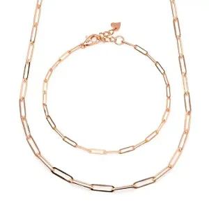 [비앤비골드]18K 심플 레이어드 0.7mm 클립체인 주얼리세트 (목걸이+팔찌) IRS29835