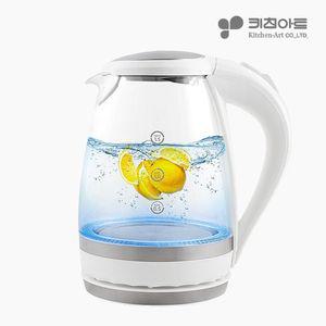 키친아트 전기포트 가정용 대용량 1.5L 무선 커피포트 유리포트 주전자 EKGF-1201