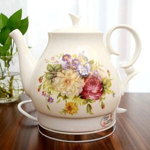 심플 도자기 전기포트 티포트 1 8L 유백색 세라믹 커피 장미 01